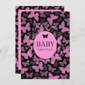 Roze Butterflies op Black Kaart (Voorkant / Achterkant)