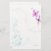 Roze Butterflies Stationery Briefpapier (Voorkant / Achterkant)