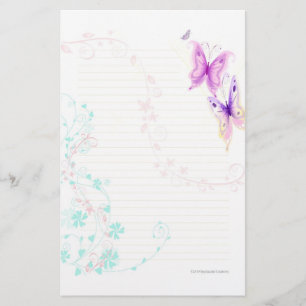 Roze Butterflies Stationery Briefpapier