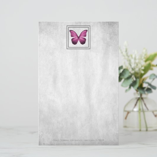 Roze Butterfly — Aangepaste schrijfbenodigdheden Briefpapier (Staand voorkant)
