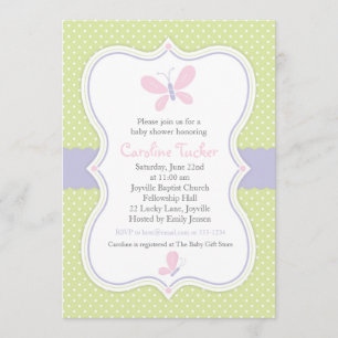 Roze Butterfly Baby Girl Shower Kaart
