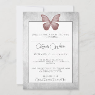 Roze Butterfly Baby shower Invitation Kaart