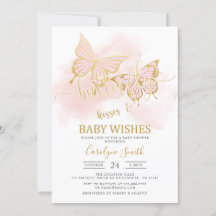 Roze Butterfly Baby shower Invitation Sjabloon