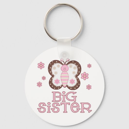 Roze Butterfly Big Sister Sleutelhanger (Voorkant)