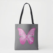Roze Butterfly Breast Cancer Survivor Draagtas (Voorkant)