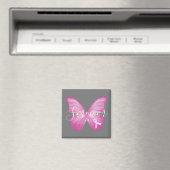 Roze Butterfly Breast Cancer Survivor Magneet (Insitu (Vaatwasser))