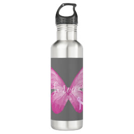 Roze Butterfly Breast Cancer Survivor Waterfles
