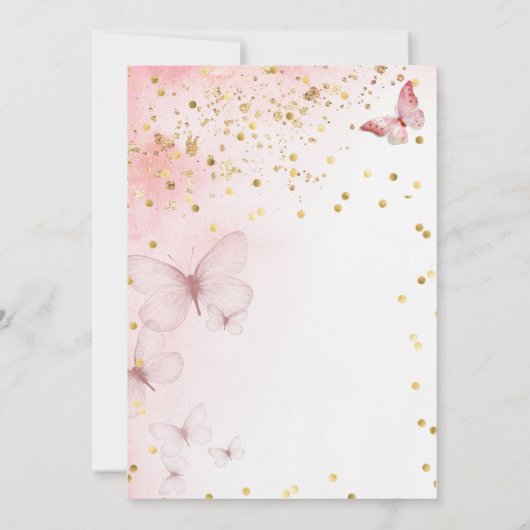 Roze Butterfly Bridal Shower Kaart (Achterkant)