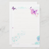Roze Butterfly Briefpapier (Voorkant / Achterkant)