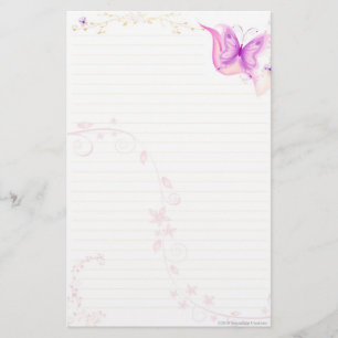 Roze Butterfly Briefpapier