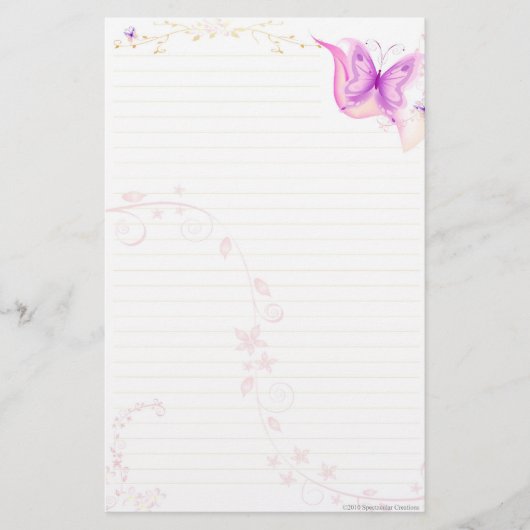 Roze Butterfly Briefpapier (Voorkant)
