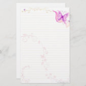 Roze Butterfly Briefpapier (Voorkant / Achterkant)