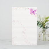 Roze Butterfly Briefpapier (Staand voorkant)