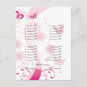 Roze Butterfly Bunco-kaart/Briefkaart blad Briefkaart