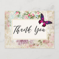 Roze Butterfly en Shabby Rozen Hartelijk dank