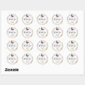 Roze Butterfly en Shabby  Rozen Hartelijk dank Ronde Sticker (Vel)