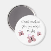 Roze Butterfly Gezegde leraar Magneet (Voorkant / Achterkant)