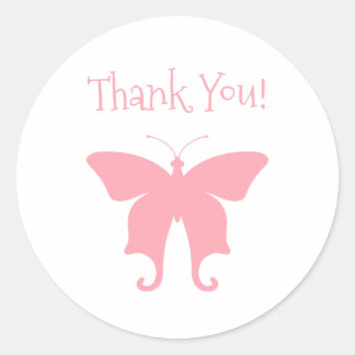 Roze Butterfly Hartelijk dank Ronde Sticker