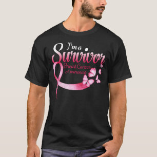 Roze Butterfly Heart I'm a Survivor Breast Cancer T-shirt
