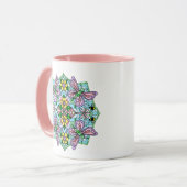 Roze Butterfly Mandala Whimsical Hand Drawn Mok (Voorkant links)
