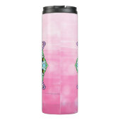 Roze Butterfly Mandala Whimsical Hand Drawn Thermosbeker (Achterkant)