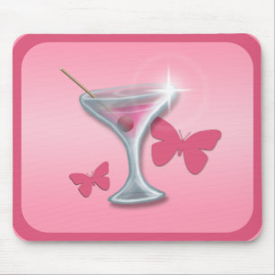 Roze Butterfly Martini mousepad Muismat