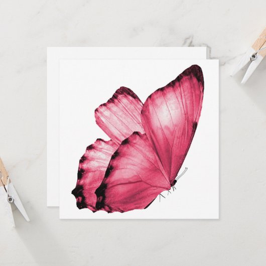 Roze Butterfly Notecard (Voorkant / Achterkant in situ)