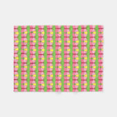 Roze Butterfly op groen Fleece Deken (Voorkant (Horizontaal))