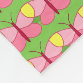 Roze Butterfly op groen Fleece Deken (Hoek)