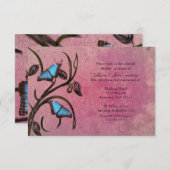 Roze Butterfly Pair Bridal Shower Uitnodiging (Voorkant / Achterkant)