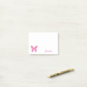 Roze Butterfly Persoonlijke meisjesnaam Post-it® Notes (Op bureau)