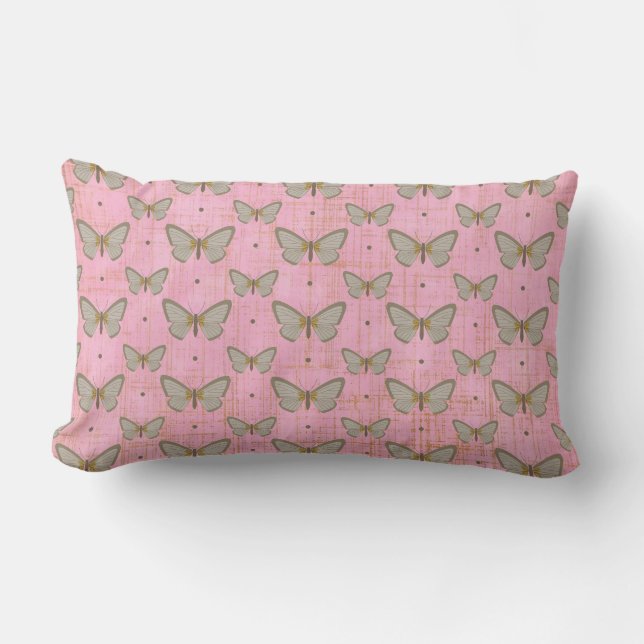 Roze Butterfly Pillow Kussen (Voorkant)