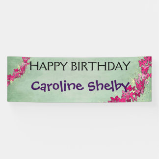 Roze Butterfly Princess Birthday Banner