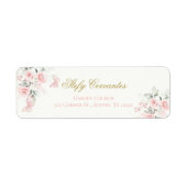 Roze Butterfly Quinceañera Etiket (Voorkant)