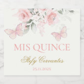 Roze Butterfly Quinceañera Likeurfles Etiket (Enkel label)