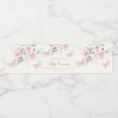 Roze Butterfly Quinceañera Waterfles Etiket (Enkel label)