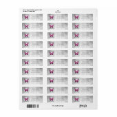 Roze Butterfly Return Address Label (Full Sheet)