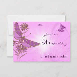 Roze Butterfly RSVP Invitation Kaart