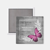 Roze Butterfly Rustic Magnet Magneet (Voorkant / Achterkant)