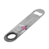 Roze Butterfly Rustic Personalized Bar Key Speed Flessenopener (Voorkant Gekanteld)
