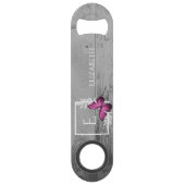Roze Butterfly Rustic Personalized Bar Key Speed Flessenopener (Voorkant)