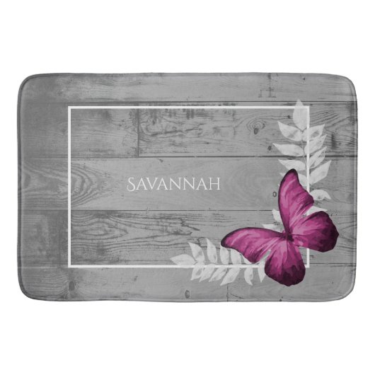 Roze Butterfly Rustic Specialized Bath Mat (Voorkant)