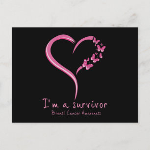 Roze Butterfly Survivor Breast Cancer Bewustheid Briefkaart