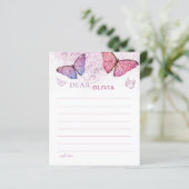 Roze Butterfly Theme Birthday Time Capsule Note (Staand voorkant)