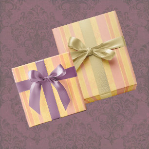  Roze Buttery Wit Antiek Damask Stripe Cadeaupapier