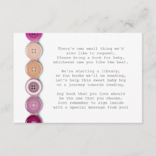 Roze Button Baby shower Insteekkaart Informatiekaartje
