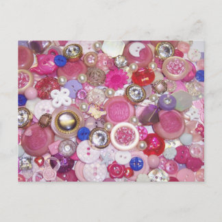 roze Button Collage Briefkaart