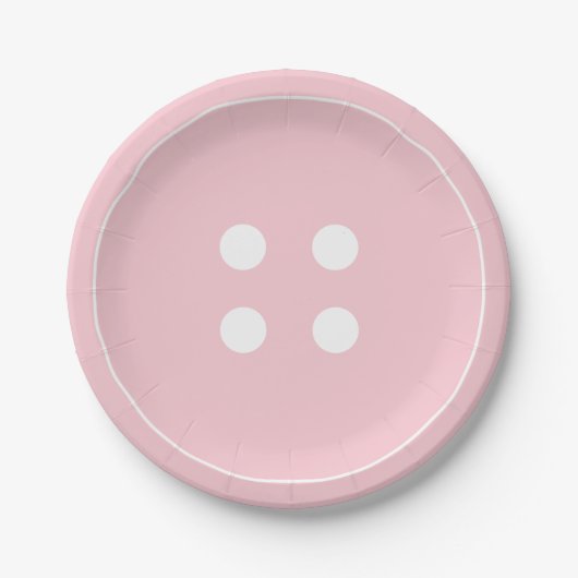 Roze Button Papieren Borden Bordje (Voorkant)