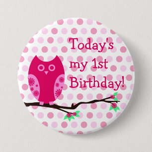 Roze Button van de eerste verjaardag