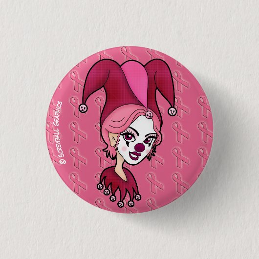 Roze Button van de Jester van het Lint (Klein) (Voorkant)